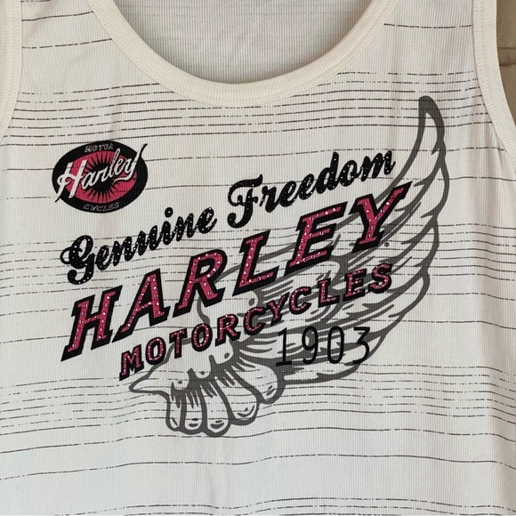 HARLEY-DAVIDSON MOTORCYCLES  Freedom Rhinestones Tank Top Shirt 2X Made In USA - Picture 2 of 6